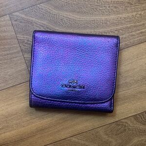 Coach NASA Hologram Wallet Iridescent Mermaid Oil Slick Leather 55719 Trifold